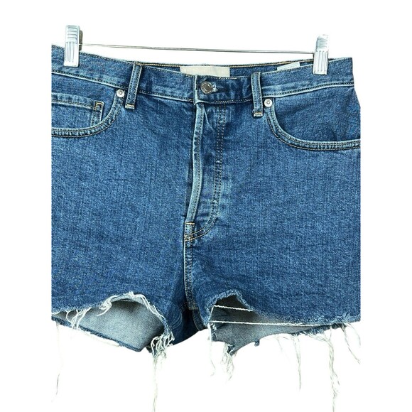 Everlane Size 27 The Cheeky Short Denim Cut Off High Rise Cotton Medium Wash - Picture 2 of 8